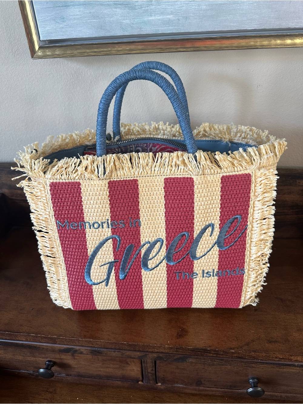 Patricia Nash NWT Specialty Woven Straw Greece Tote Bag
